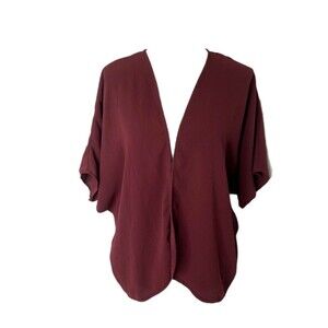 OBOE Women’s Blouse Maroon No Fasten Outerwear Wrap Size Large